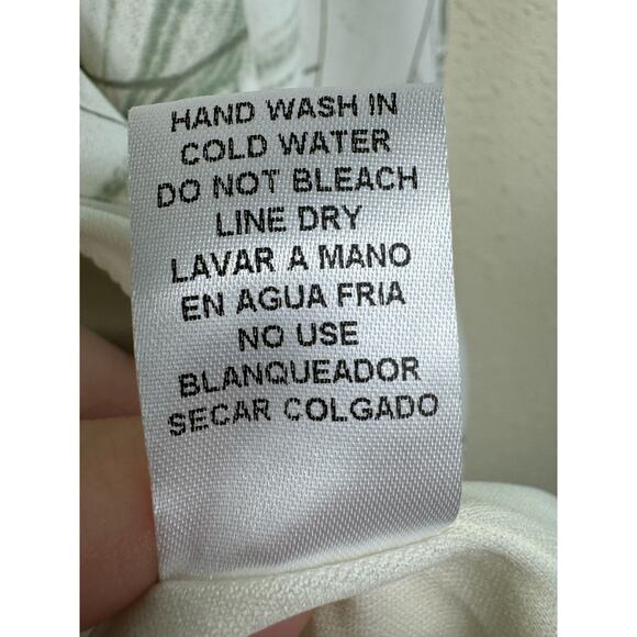 Entro NWT Sage Green Cream 3/4 Balloon Sleeve Tiered Ruffled Above Knee Dress S - Picture 9 of 9